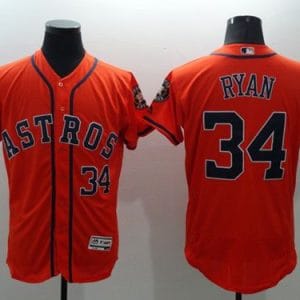 Astros #34 Nolan Ryan Orange Flexbase Authentic Collection Stitched Jersey