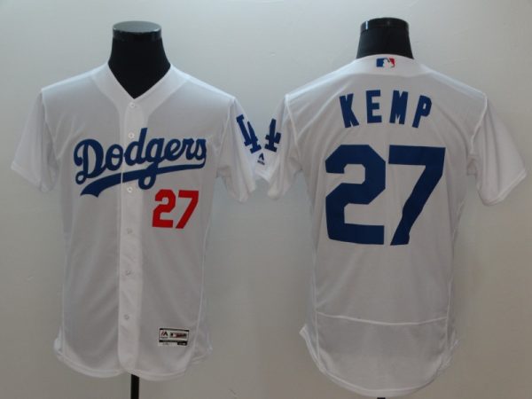 Los Angeles Dodgers #27 Matthew Kemp White Flexbase Stitched Jersey
