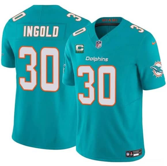 Miami Dolphins #30 Alec Ingold Aqua 2025 F.U.S.E. With 3-Star C Patch Vapor Limited Stitched Jersey