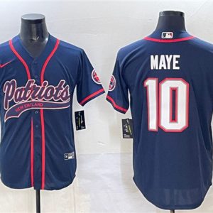 New England Patriots #10 Drake Maye Navy With Path Cool Base Stitched Jersey