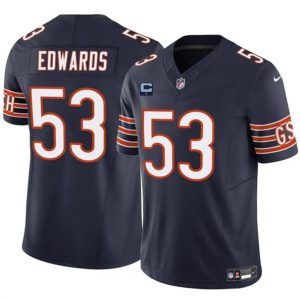 Chicago Bears #53 T.J. Edwards Navy 2024 F.U.S.E. With 1-Star C Patch Vapor Untouchable Limited Stitched Jersey