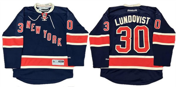 New York Rangers #30 Henrik Lundqvist Navy Stitched Jersey