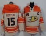 Ducks #15 Ryan Getzlaf Cream Orange Sawyer Hooded Sweatshirt Stitched Jersey