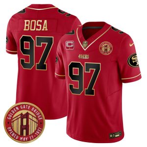San Francisco 49ers #97 Nick Bosa Red F.U.S.E. Golden Gate Bridge With 1-Star C Patch Scarlet Vapor Limited Stitched Jersey