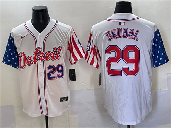 Detroit Tigers #29 Tarik Skubal White 2025 Memorial Day Vapor Premier Limited Stitched Jersey
