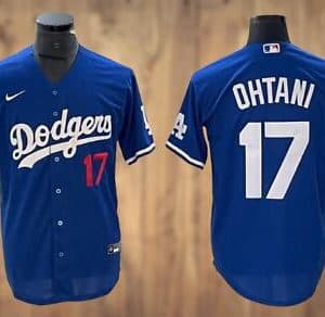 Los Angeles Dodgers #17 Shohei Ohtani Blue Cool Base Sttiched Jersey