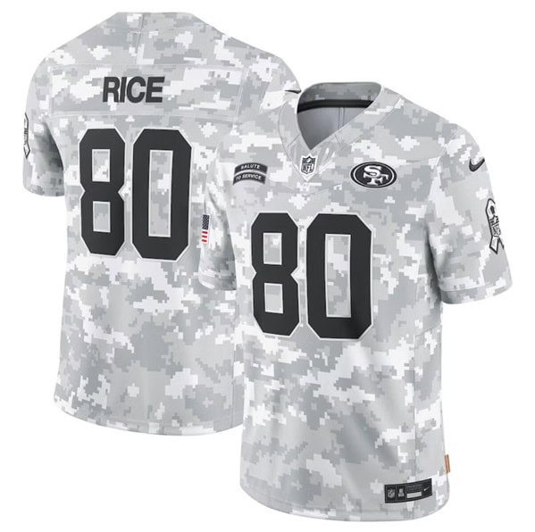 San Francisco 49ers #80 Jerry Rice Arctic Camo 2024 F.U.S.E. Salute To Service Limited Stitched Jersey