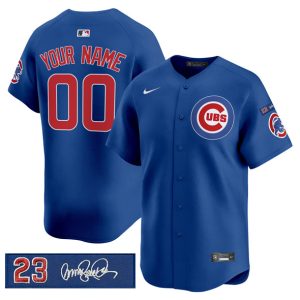 Chicago Cubs Custom Royal 'Ryne Sandberg Tribute' Vapor Limited V3 Stitched Jersey