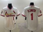 St. Louis Cardinals #1 Ozzie Smith White With Patch Stitched Jersey