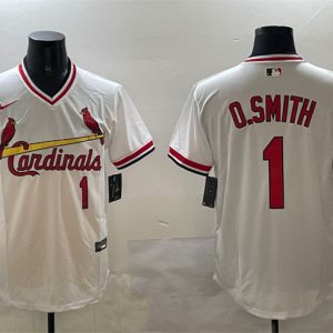St. Louis Cardinals #1 Ozzie Smith White With Patch Stitched Jersey