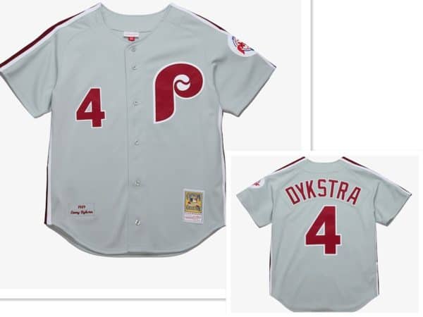 Philadelphia Phillies #4 Lenny Dykstra Mitchell and Ness Grey 1989 Throwback Stitched Jersey