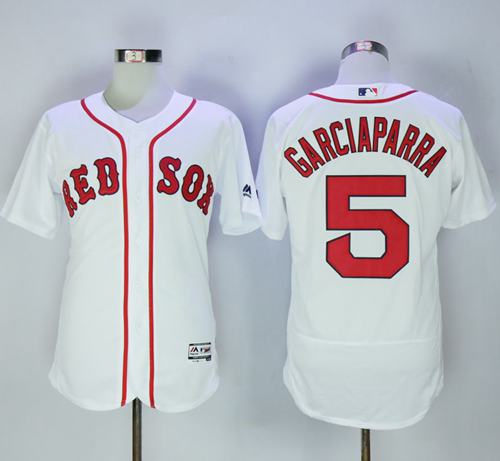 Red Sox #5 Nomar Garciaparra White Flexbase Authentic Collection Stitched Jersey