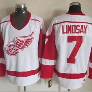 Red Wings #7 Ted Lindsay White CCM Throwback Stitched Jersey