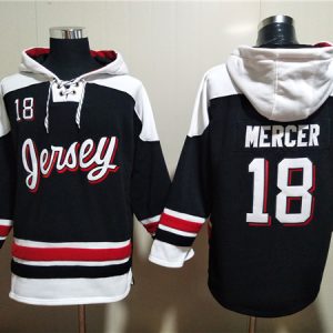 New Jersey Devils #18 Dawson Mercer Black White Ageless Must-Have Lace-Up Pullover Hoodie