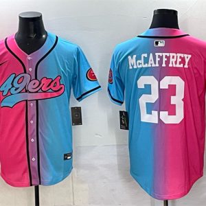 San Francisco 49ers #23 Christian McCaffrey Pink Blue Limited Stitched Jersey