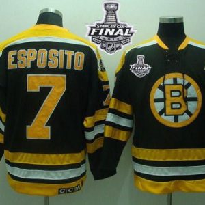 Bruins Stanley Cup Finals Patch #7 Phil Esposito Stitched Black CCM Throwback Jersey