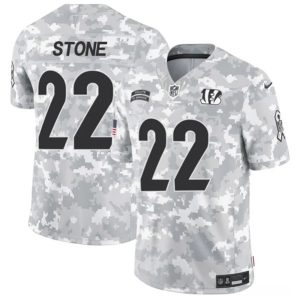 Cincinnati Bengals #22 Geno Stone Arctic Camo 2024 F.U.S.E. Salute To Service Limited Stitched Jersey