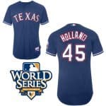 Rangers #45 Derek Holland Blue Cool Base W 2010 World Series Patch Stitched Jerseys
