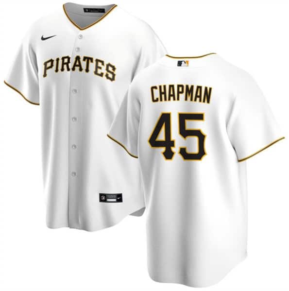 Pittsburgh Pirates #45 Aroldis Chapman White Cool Base Stitched Jersey