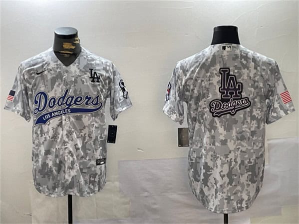 Los Angeles Dodgers Team Big Logo 2024 Arctic Camo Stitched Jersey