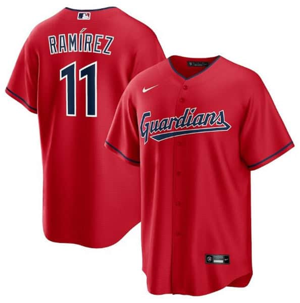 Cleveland Guardians #11 Jos¨¦ Ram¨ªrez Red Cool Base Stitched Baseball Jersey
