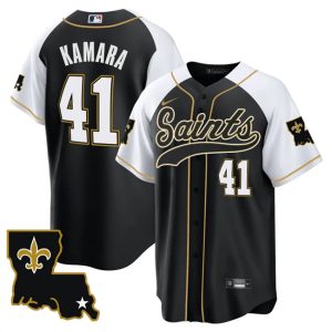 New Orleans Saints #41 Alvin Kamara Black White 1987 Legacy Cool Base Stitched Jersey