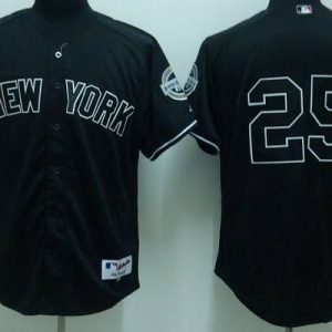 Yankees #25 Mark Teixeira Stitched Black Jersey