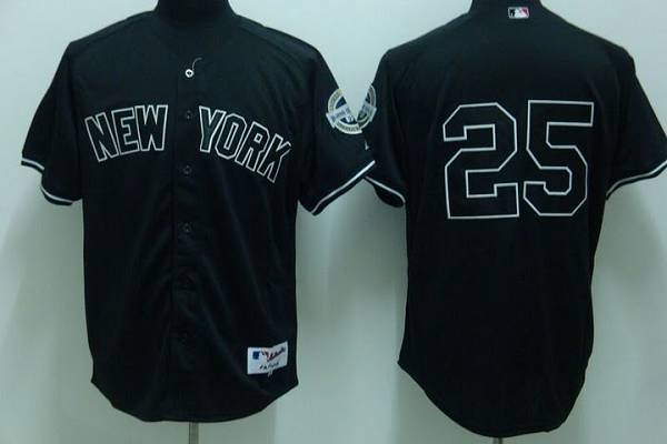 Yankees #25 Mark Teixeira Stitched Black Jersey