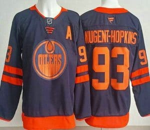 Edmonton Oilers #93 Ryan Nugent Hopkins Navy Authentic Jersey