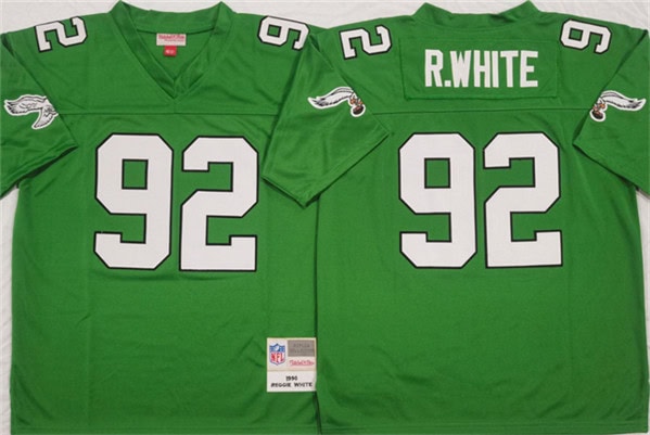 Philadelphia Eagles #92 Reggie White Kelly Green Throwback Stitched Jersey