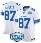 Detroit Lions #87 Sam LaPorta White 2024 NFC North Champions F.U.S.E. Vapor Limited Stitched Jersey