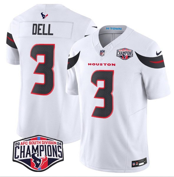 Houston Texans #3 Tank Dell White F.U.S.E. 2024 AFC South Division Champions Vapor Limited Stitched Jersey