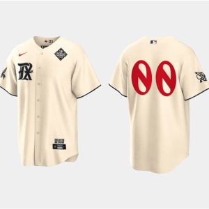 Texas Rangers Custom Cream 2023 World Series City Connect Stitched Jersey