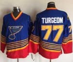 Blues #77 Pierre Turgeon Light Blue Red CCM Throwback Stitched Jersey