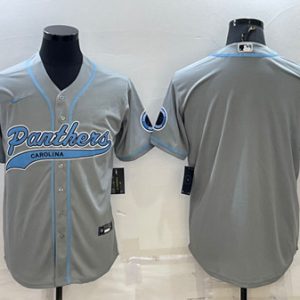 Carolina Panthers Blank Gray With Patch Cool Base Stitched Baseball Jersey