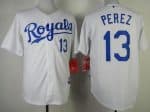 Royals #13 Salvador Perez White Cool Base Stitched Jersey