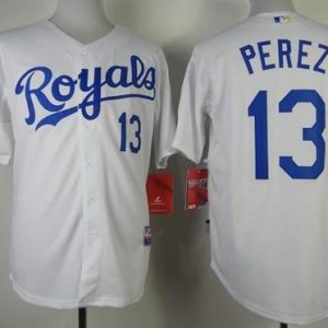 Royals #13 Salvador Perez White Cool Base Stitched Jersey