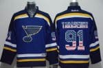 Blues #91 Vladimir Tarasenko Light Blue USA Flag Fashion Stitched Jersey