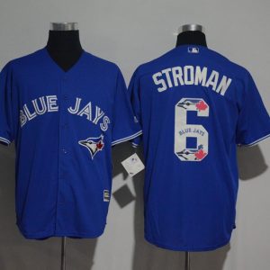 Toronto Blue Jays #6 Marcus Stroman Blue Team Logo Print Cool Base Stitched Jersey
