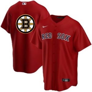 Boston Red Sox Bruins Red Cool Base Stitched Jersey