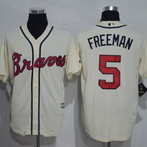 Braves #5 Freddie Freeman Cream New Cool Base Stitched Jersey