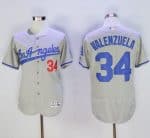 Dodgers #34 Fernando Valenzuela Grey Flexbase Authentic Collection Road Stitched Jersey