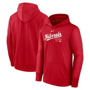 Washington Nationals Red Collection Practice Performance Pullover Hoodie