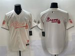 Atlanta Braves Team Big Logo Cream 2024 Atliens Peach With Outkast Patch Vapor Limited Stitched Jersey