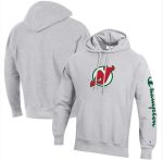 New Jersey Devils Champion Heathered Gray Reverse Weave Pullover Hoodie