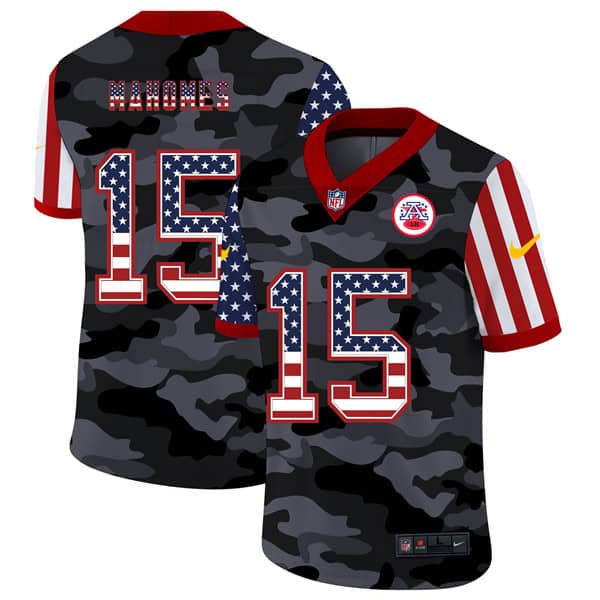 Kansas City Chiefs #15 Patrick Mahomes Camo USA Flag Limited Stitched Jersey
