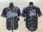 Detroit Lions Gray Camo Team Big Logo Cool Base Stitched Jersey