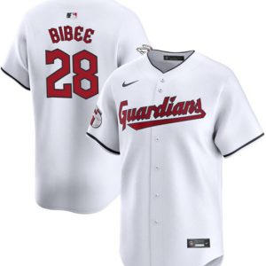 Cleveland Guardians #28 Tanner Bibee White Cool Base Stitched Jersey