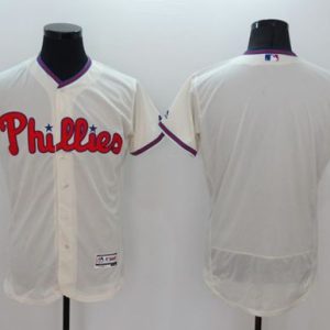 Phillies Blank Cream Flexbase Authentic Collection Stitched Jersey