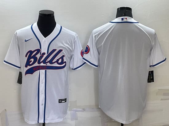 Buffalo Bills Blank White Cool Base Stitched Baseball Jersey